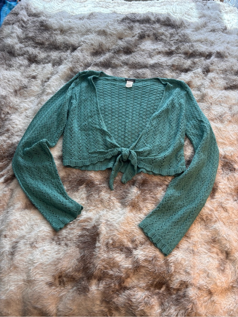 Maurices Teal Tie-Front Knit Crop Top